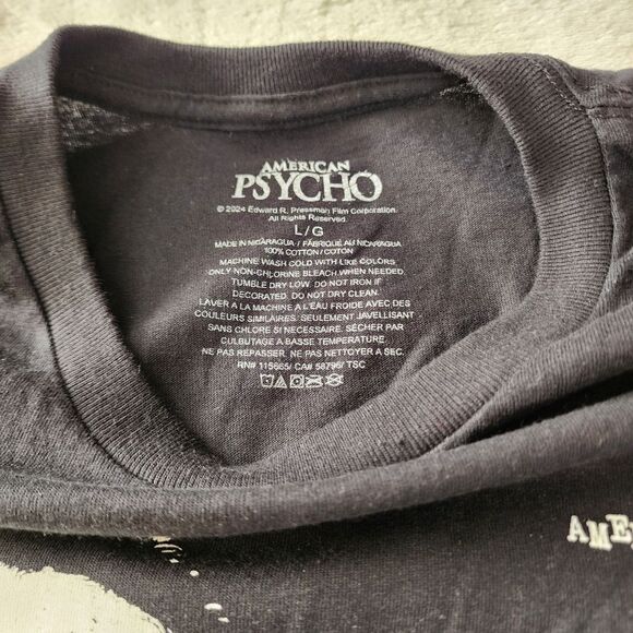 American Psycho Black T-shirt With Graphics Size Large - Picture 4 of 4